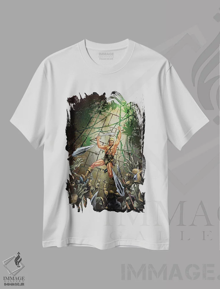 تیشرت سفید طرح دار کارسون از ونوس، هنر دیجیتال اثر سایرس مسارچیا و پریا پیلای | immage.ir