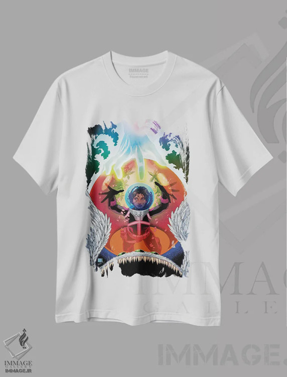 تیشرت سفید طرح دار ویکتوری هاربان، هنر دیجیتال اثر مایک وولفر و آرتور هسلی | immage.ir