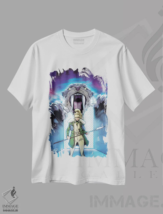 تیشرت سفید طرح دار جین پورتر، هنر دیجیتال اثر میریانا پولیا و برونا کوستا | فروشگاه ایماژ