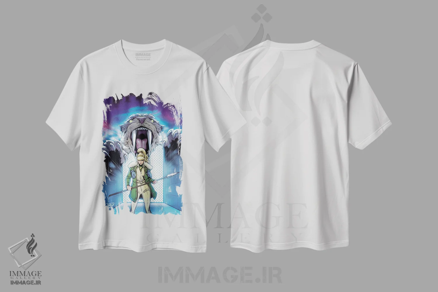 تیشرت سفید طرح دار جین پورتر، هنر دیجیتال اثر میریانا پولیا و برونا کوستا | فروشگاه ایماژ