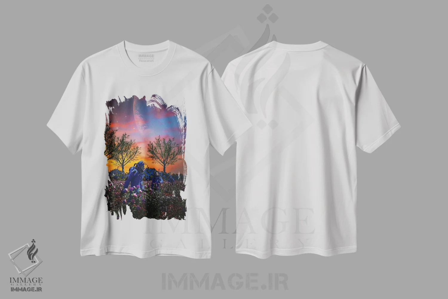 تیشرت سفید طرح دار روزی زیبا، دکوراسیون جایگزین اثر ایوان رودز | فروشگاه ایماژ