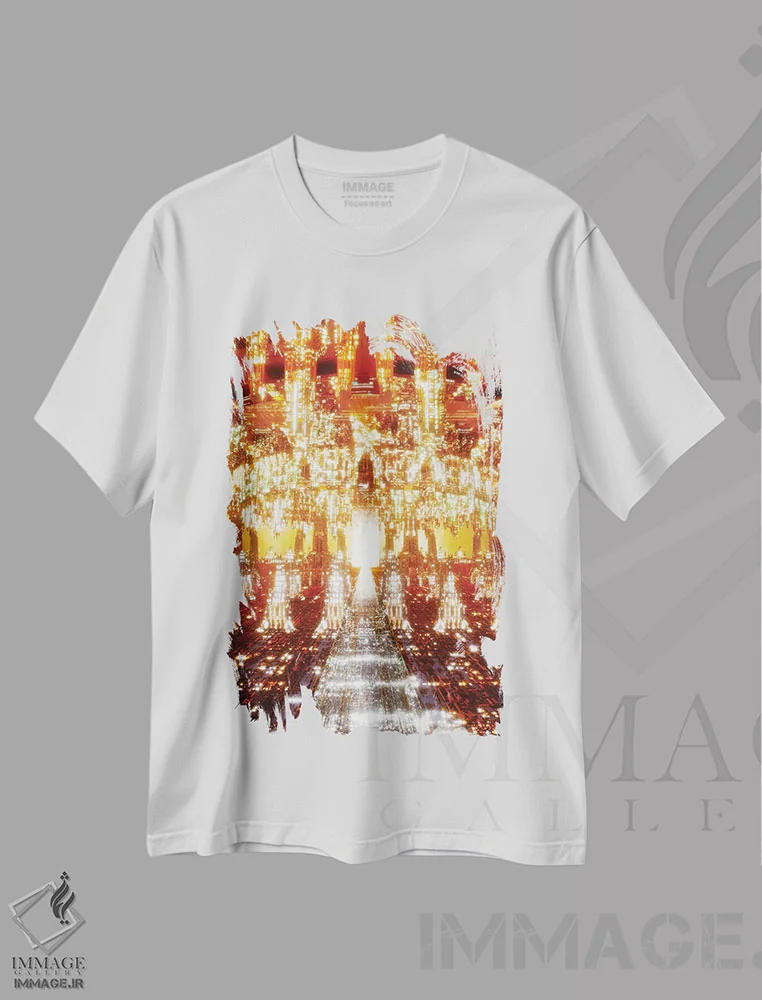 تیشرت سفید طرح دار امپراتوری کریستالی، دکوراسیون جایگزین اثر ایوان رودز | فروشگاه ایماژ