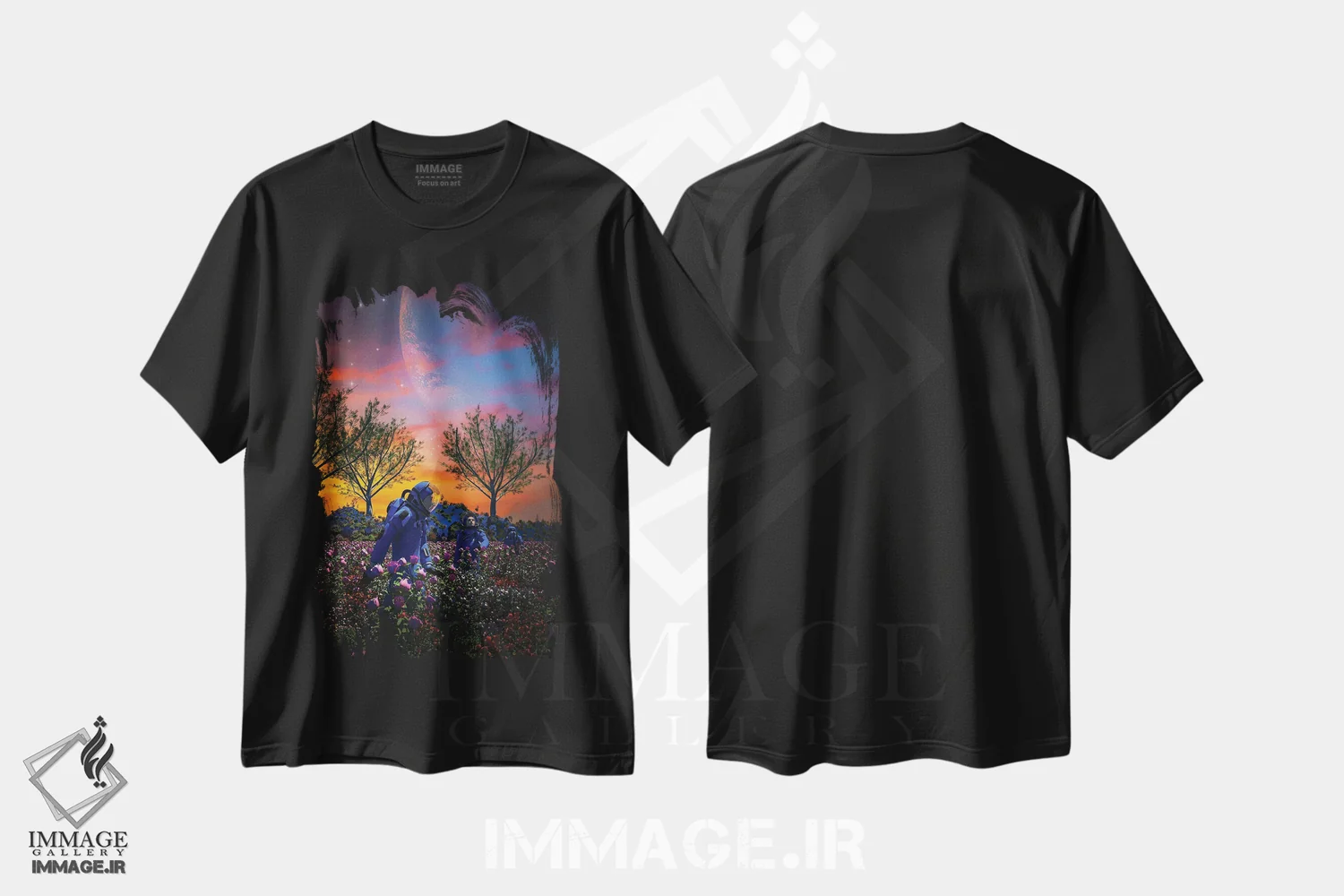 تیشرت مشکی طرح دار روزی زیبا، دکوراسیون جایگزین اثر ایوان رودز | immage.ir