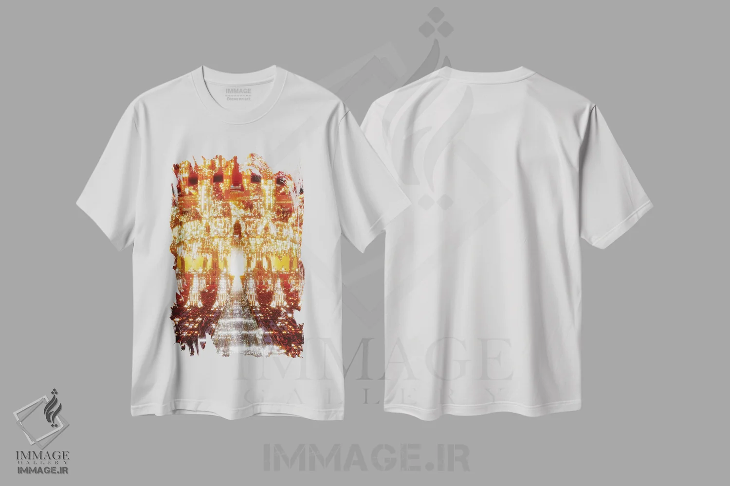 تیشرت سفید طرح دار امپراتوری کریستالی، دکوراسیون جایگزین اثر ایوان رودز | فروشگاه ایماژ