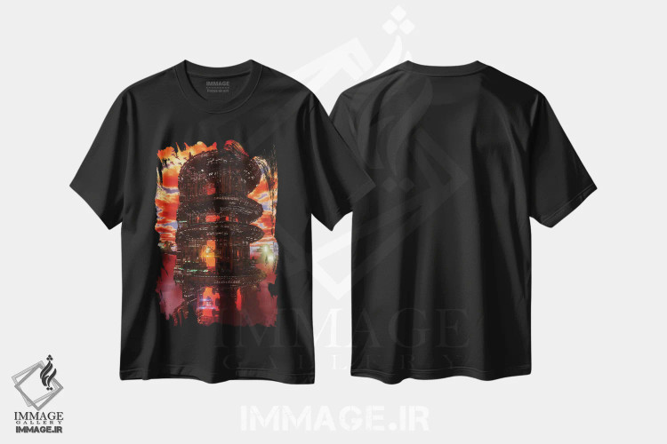 تیشرت مشکی طرح دار سپیده دم روزی نو، دکوراسیون جایگزین اثر ایوان رودز | فروشگاه ایماژ