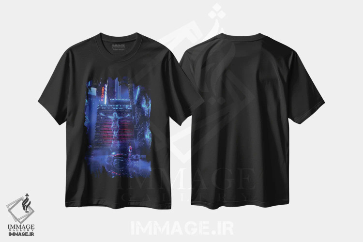 تیشرت مشکی طرح دار ناحیه ۷۱۸، دکوراسیون جایگزین اثر ایوان رودز | فروشگاه ایماژ
