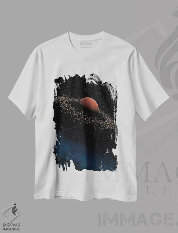 تیشرت سفید طرح دار مریخ برقی، دکوراسیون جایگزین اثر ایوان رودز | فروشگاه ایماژ