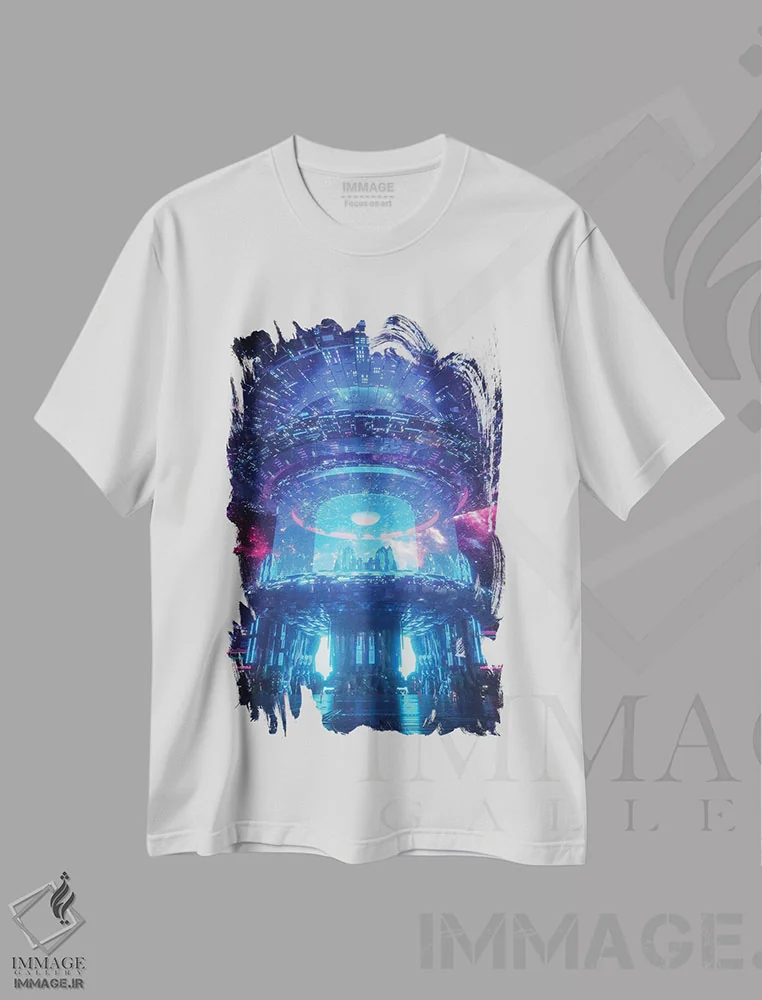 تیشرت سفید طرح دار اولین برخورد، دکوراسیون جایگزین اثر ایوان رودز | فروشگاه ایماژ