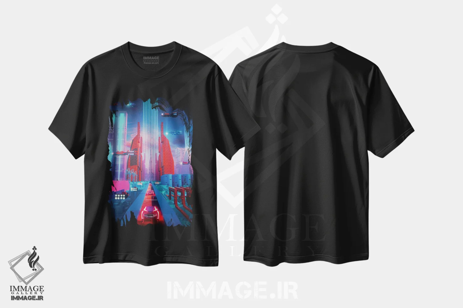 تیشرت مشکی طرح دار فیوچرما، دکوراسیون جایگزین اثر ایوان رودز | فروشگاه ایماژ