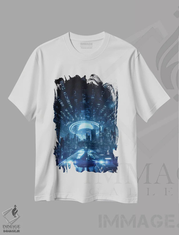 تیشرت سفید طرح دار منهتن ۲۰۵۰، دکوراسیون جایگزین اثر ایوان رودز | فروشگاه ایماژ