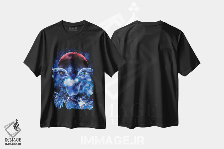 تیشرت مشکی طرح دار زمینی بالاتر، دکوراسیون جایگزین اثر ایوان رودز | فروشگاه ایماژ