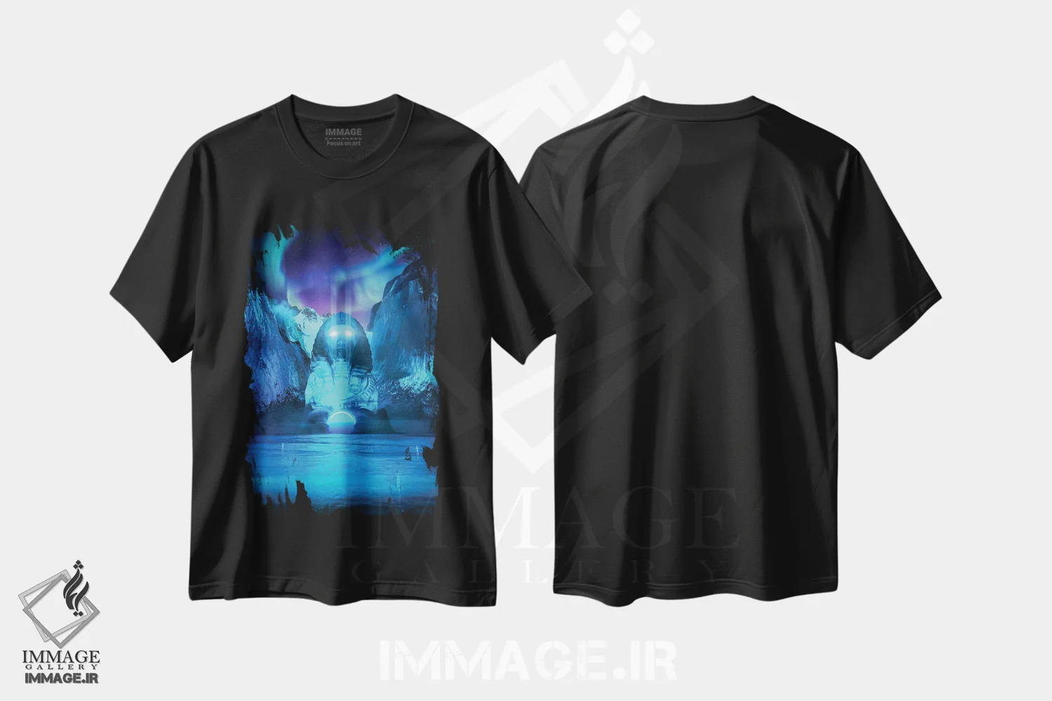 تیشرت مشکی طرح دار شفق شمالی، دکوراسیون جایگزین اثر ایوان رودز | فروشگاه ایماژ
