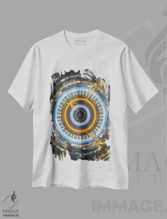 تیشرت سفید طرح دار احساسات رنگ و صدا، دکوراسیون جایگزین اثر ایوان رودز | فروشگاه ایماژ