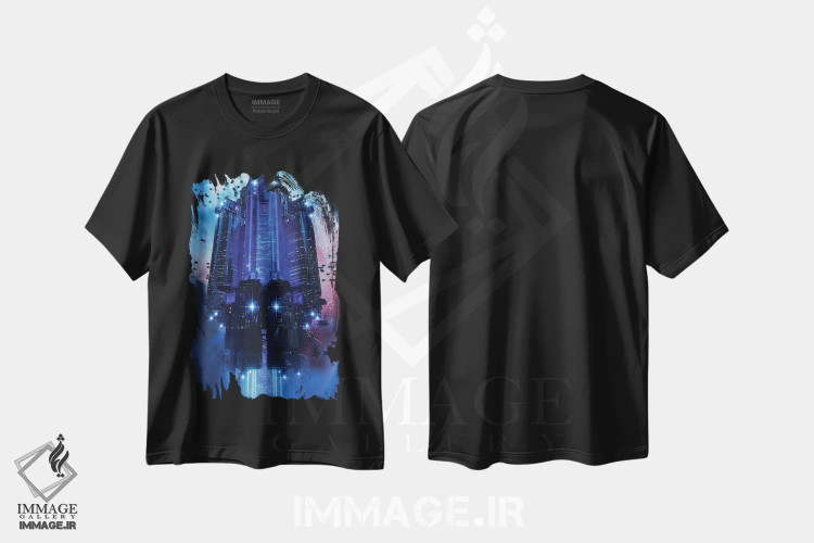 تیشرت مشکی طرح دار پایگاه پلوتونی، دکوراسیون جایگزین اثر ایوان رودز | فروشگاه ایماژ