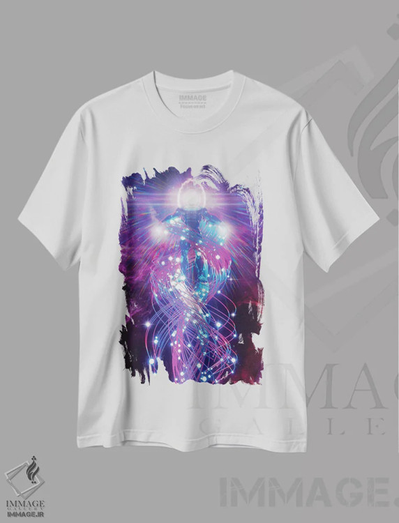 تیشرت سفید طرح دار به درخشیدن ادامه بده، دکوراسیون جایگزین اثر ایوان رودز | فروشگاه ایماژ