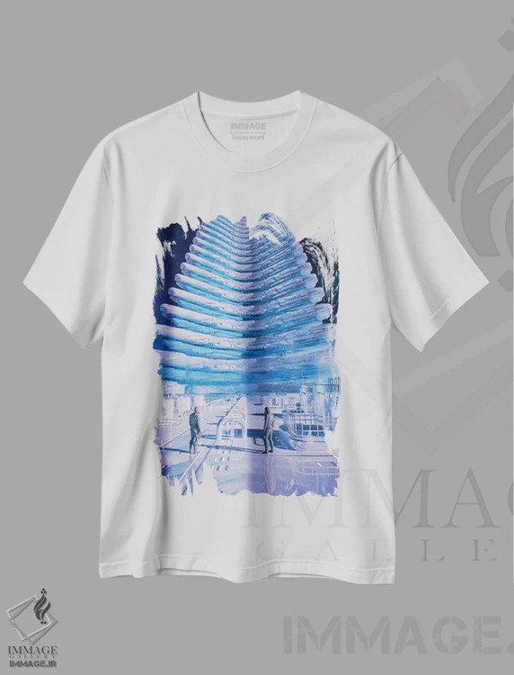 تیشرت سفید طرح دار نردبان آسمان، دکوراسیون جایگزین اثر ایوان رودز | immage.ir