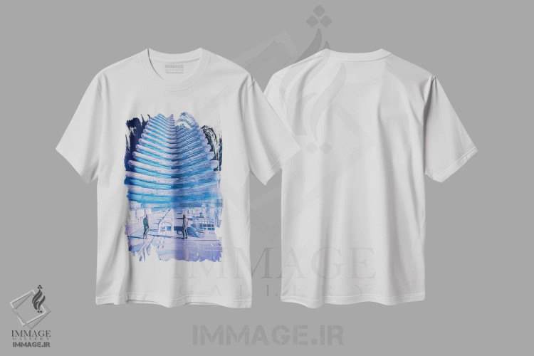 تیشرت سفید طرح دار نردبان آسمان، دکوراسیون جایگزین اثر ایوان رودز | immage.ir