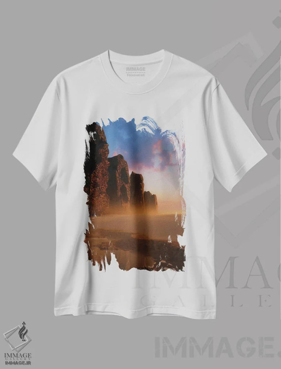 تیشرت سفید طرح دار افق آرام، دکوراسیون جایگزین اثر ایوان رودز | immage.ir