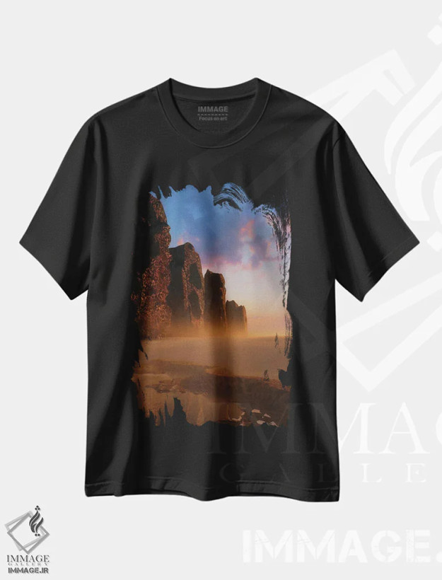 تیشرت مشکی طرح دار افق آرام، دکوراسیون جایگزین اثر ایوان رودز | فروشگاه ایماژ
