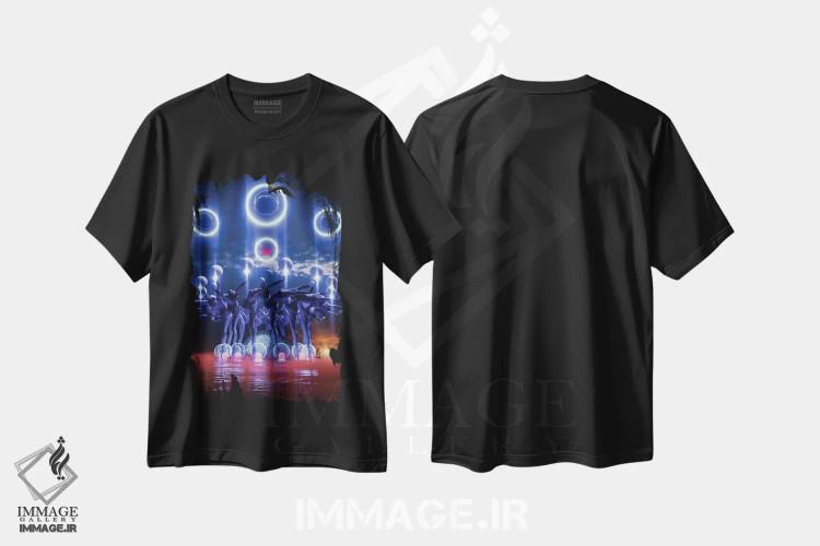 تیشرت مشکی طرح دار رقص دایره ای، هنر آمریکایی آفریقایی تبار اثر ایوان رودز | فروشگاه ایماژ