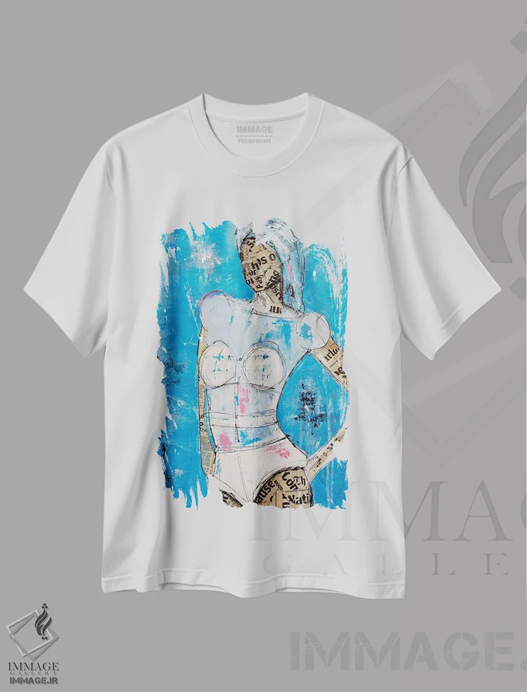 تیشرت سفید طرح دار برام پیامک بفرست، مدیوم اثر ارین اشلی | فروشگاه ایماژ