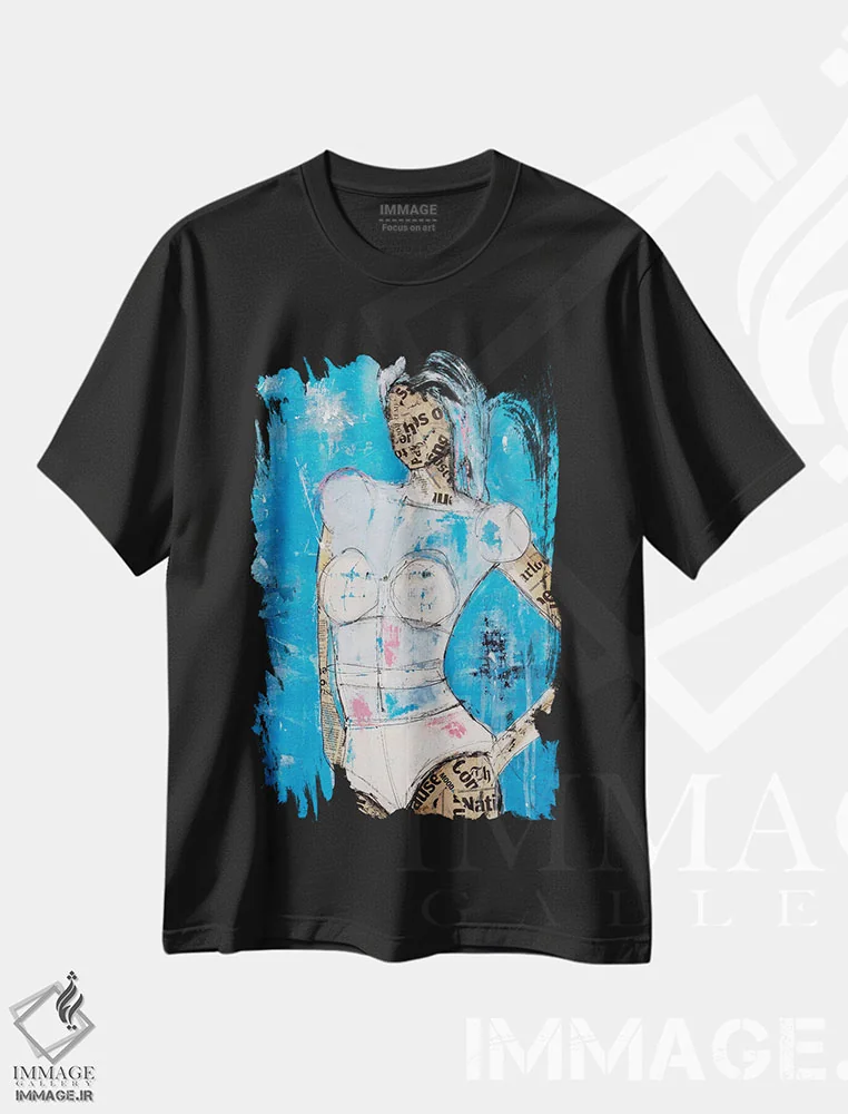 تیشرت مشکی طرح دار برام پیامک بفرست، مدیوم اثر ارین اشلی | immage.ir