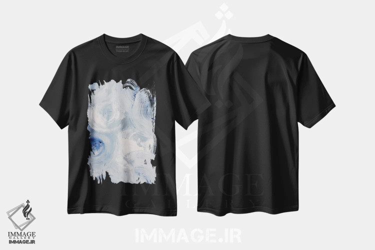 تیشرت مشکی طرح دار هالهٔ چرخان اثر ارین اشلی | immage.ir