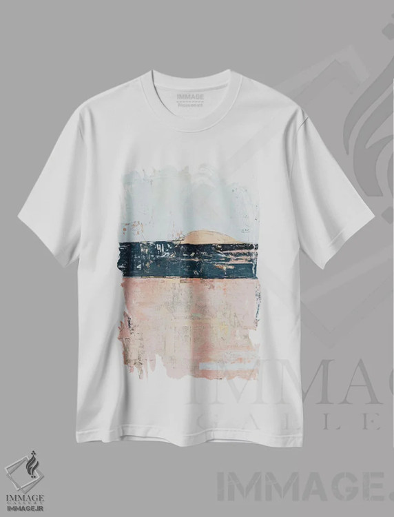 تیشرت سفید طرح دار صبح خیز، آبستره اثر ارین اشلی | immage.ir