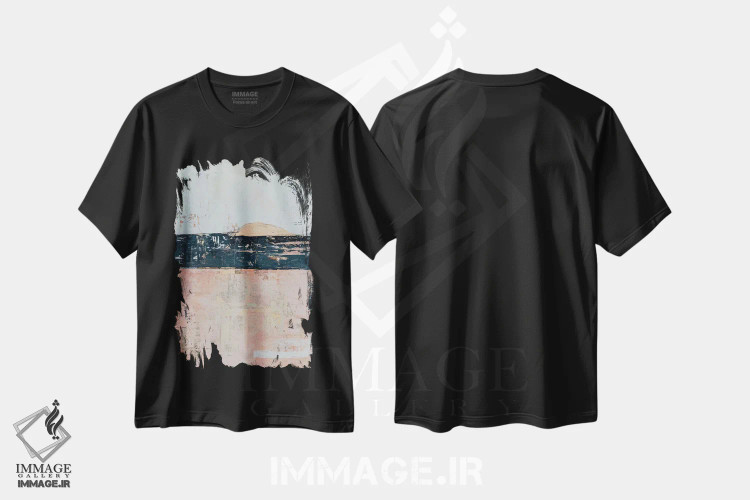 تیشرت مشکی طرح دار صبح خیز، آبستره اثر ارین اشلی | فروشگاه ایماژ