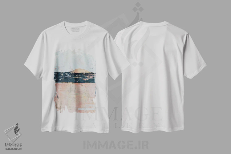 تیشرت سفید طرح دار صبح خیز، آبستره اثر ارین اشلی | immage.ir