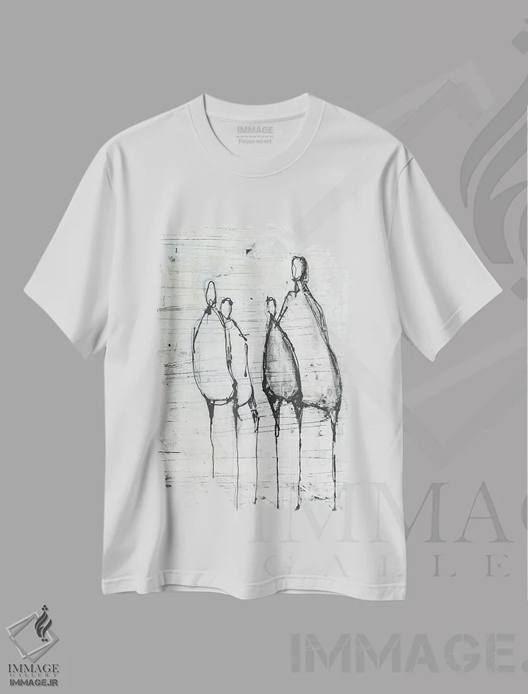 تیشرت سفید طرح دار با هم، آبستره اثر ارین اشلی | immage.ir