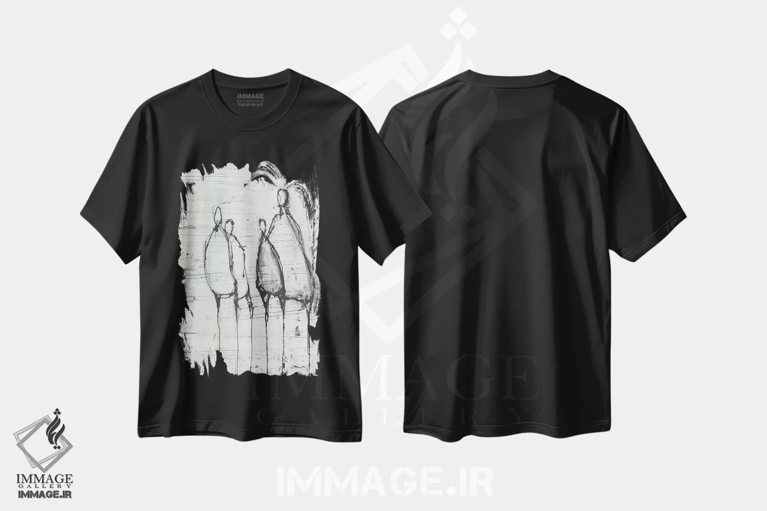 تیشرت مشکی طرح دار با هم، آبستره اثر ارین اشلی | فروشگاه ایماژ