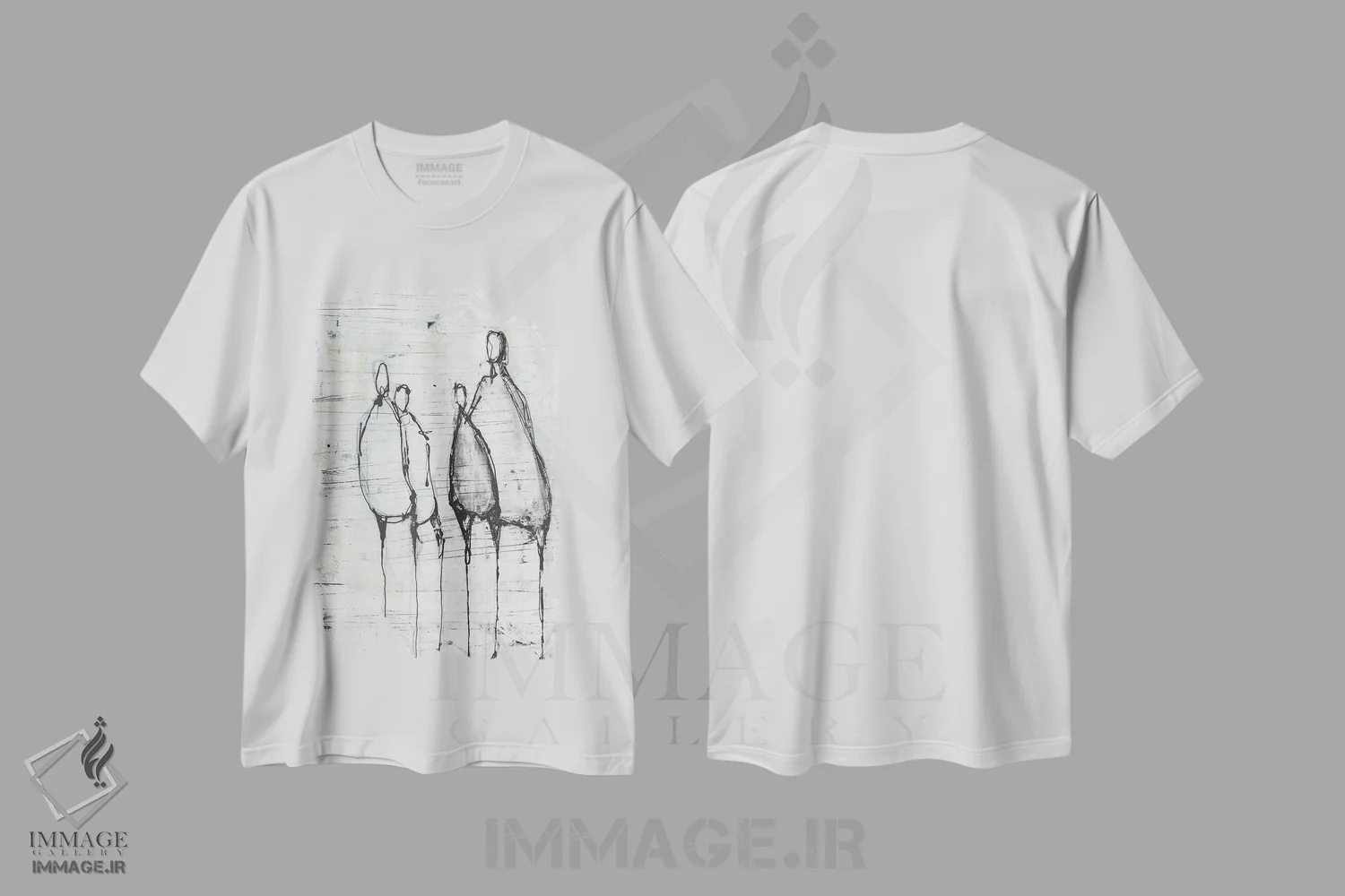 تیشرت سفید طرح دار با هم، آبستره اثر ارین اشلی | immage.ir