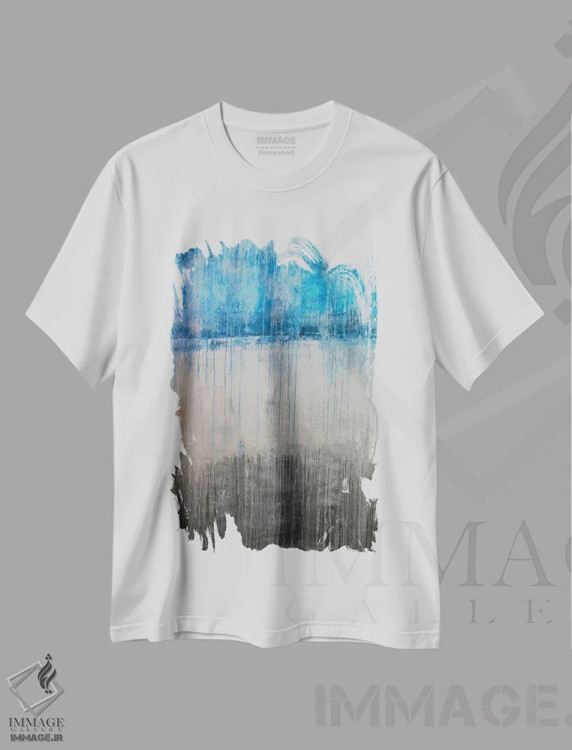 تیشرت سفید طرح دار انعکاس های آرام اثر ارین اشلی | immage.ir