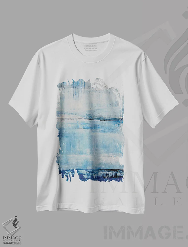 تیشرت سفید طرح دار آبی اثر ارین اشلی | immage.ir