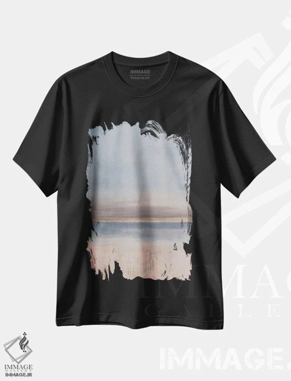 تیشرت مشکی طرح دار نسیم دریا اثر ارین اشلی | immage.ir
