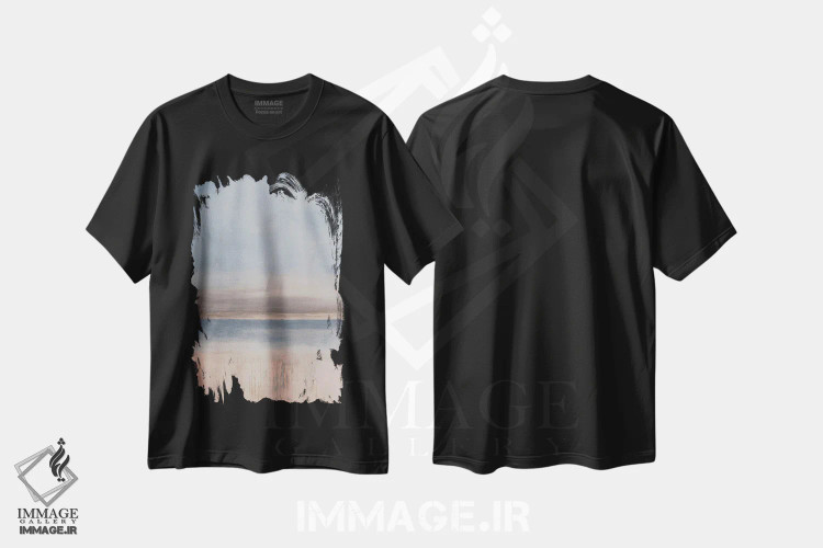تیشرت مشکی طرح دار نسیم دریا اثر ارین اشلی | immage.ir