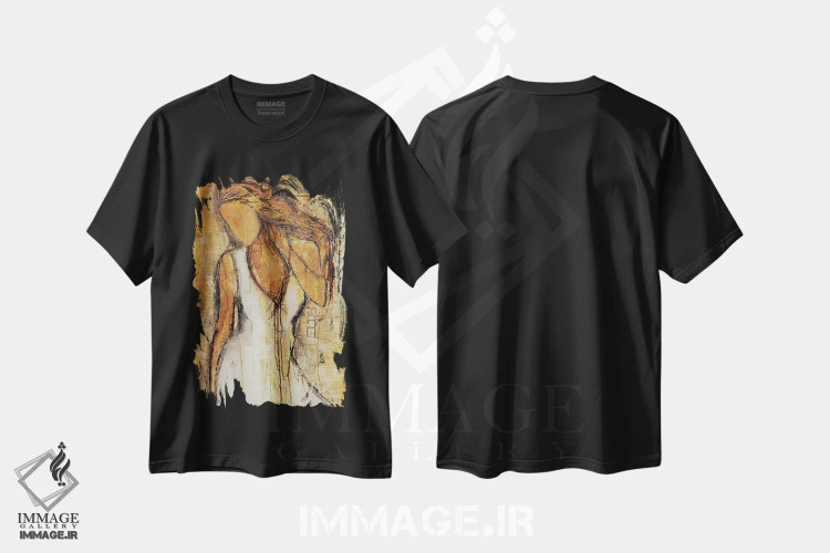 تیشرت مشکی طرح دار داستان عشق، تزئینی اثر ارین اشلی | فروشگاه ایماژ