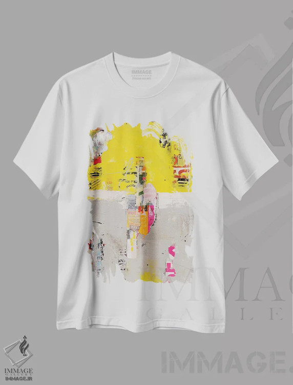 تیشرت سفید طرح دار نوار غروب اثر ارین اشلی | immage.ir
