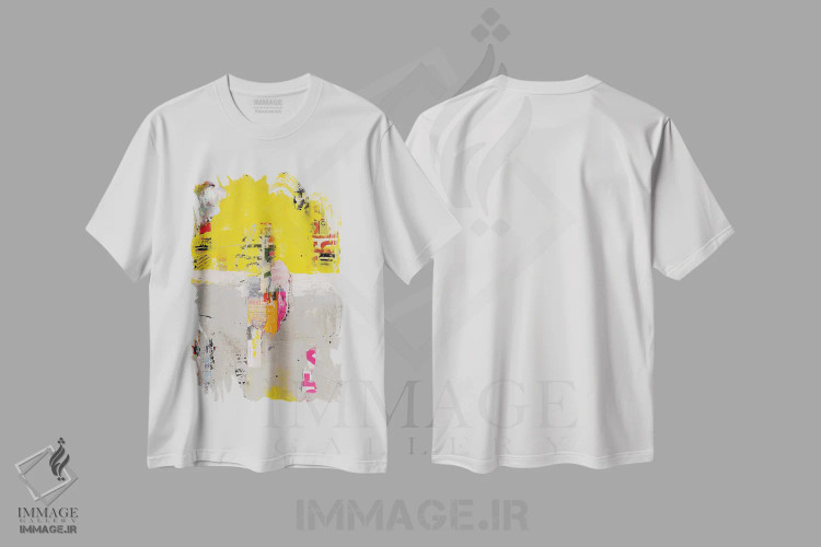 تیشرت سفید طرح دار نوار غروب اثر ارین اشلی | immage.ir