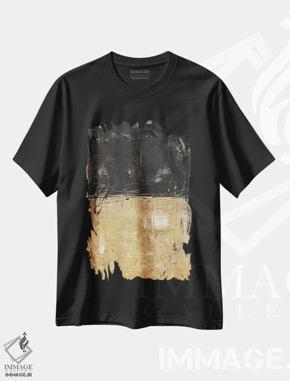 تیشرت مشکی طرح دار طمع کار طلا اثر ارین اشلی | فروشگاه ایماژ
