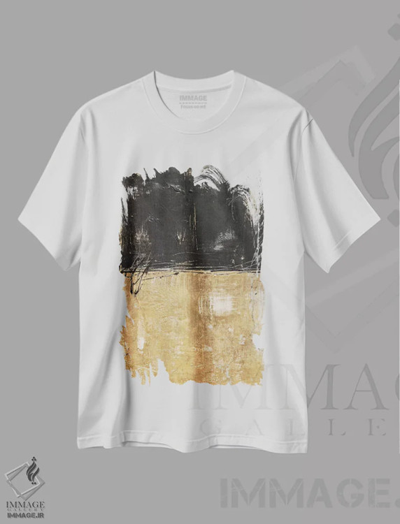 تیشرت سفید طرح دار طمع کار طلا اثر ارین اشلی | immage.ir