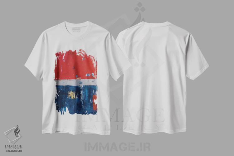 تیشرت سفید طرح دار ایستگاه آتش نشانی شماره ۷، آبستره اثر ارین اشلی | فروشگاه ایماژ