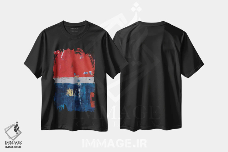 تیشرت مشکی طرح دار ایستگاه آتش نشانی شماره ۷، آبستره اثر ارین اشلی | immage.ir