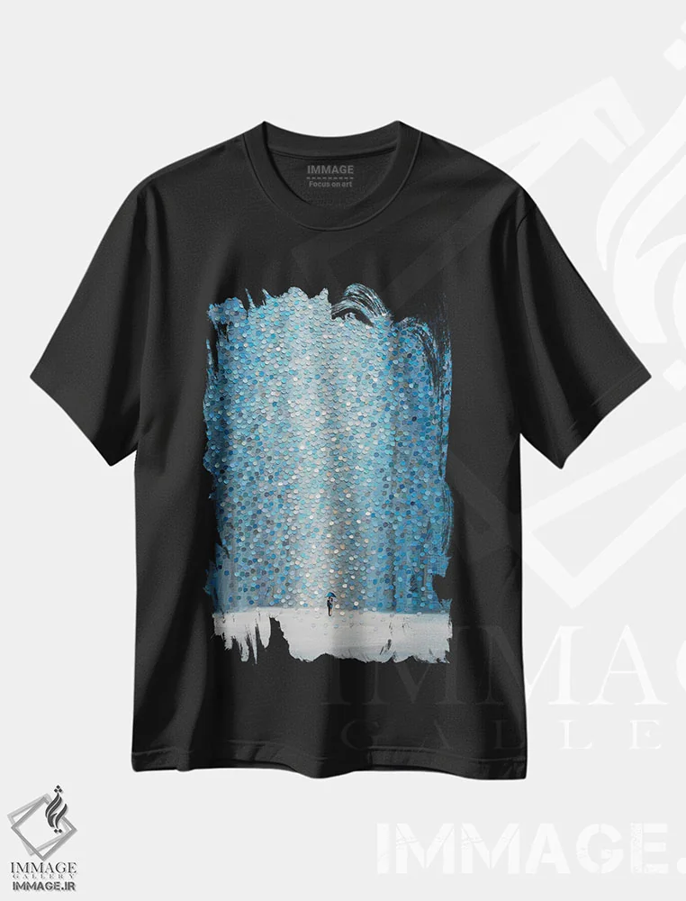 تیشرت مشکی طرح دار بوسهٔ بی نهایت، آبستره اثر اکاترینا ارمیلکینا | immage.ir