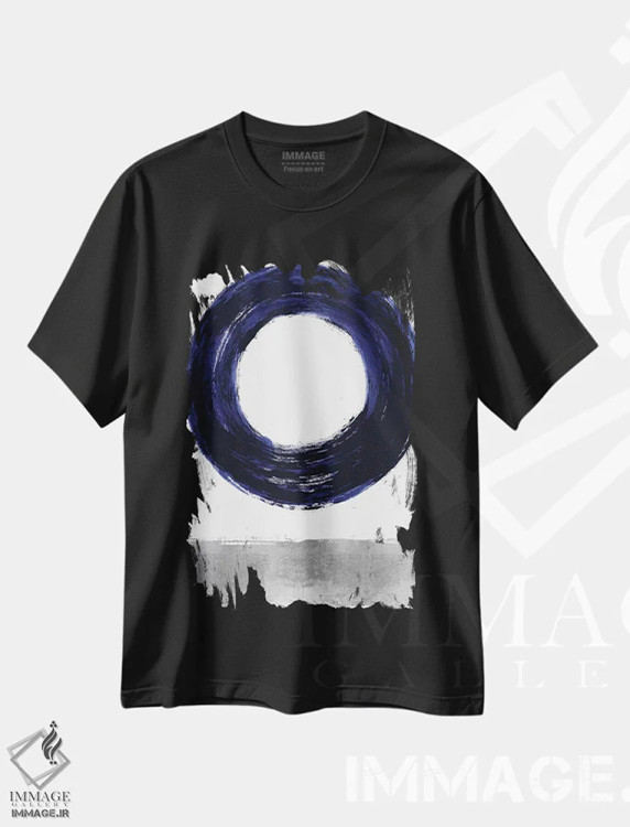 تیشرت مشکی طرح دار جاذبه آبی ۱ اثر الی رابرتز | فروشگاه ایماژ