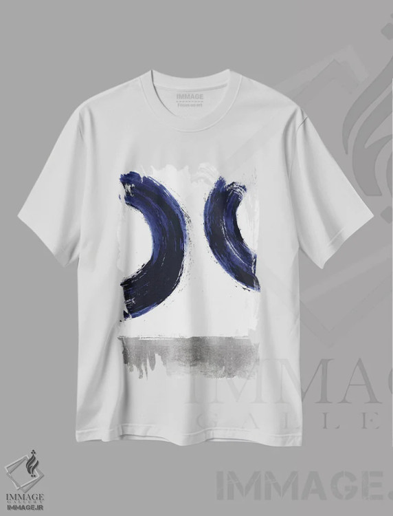 تیشرت سفید طرح دار جاذبه آبی ۲ اثر الی رابرتز | فروشگاه ایماژ