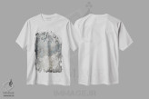 تیشرت سفید طرح دار نقش دمسک نقره ای ۱، آبستره اثر الی رابرتز | immage.ir