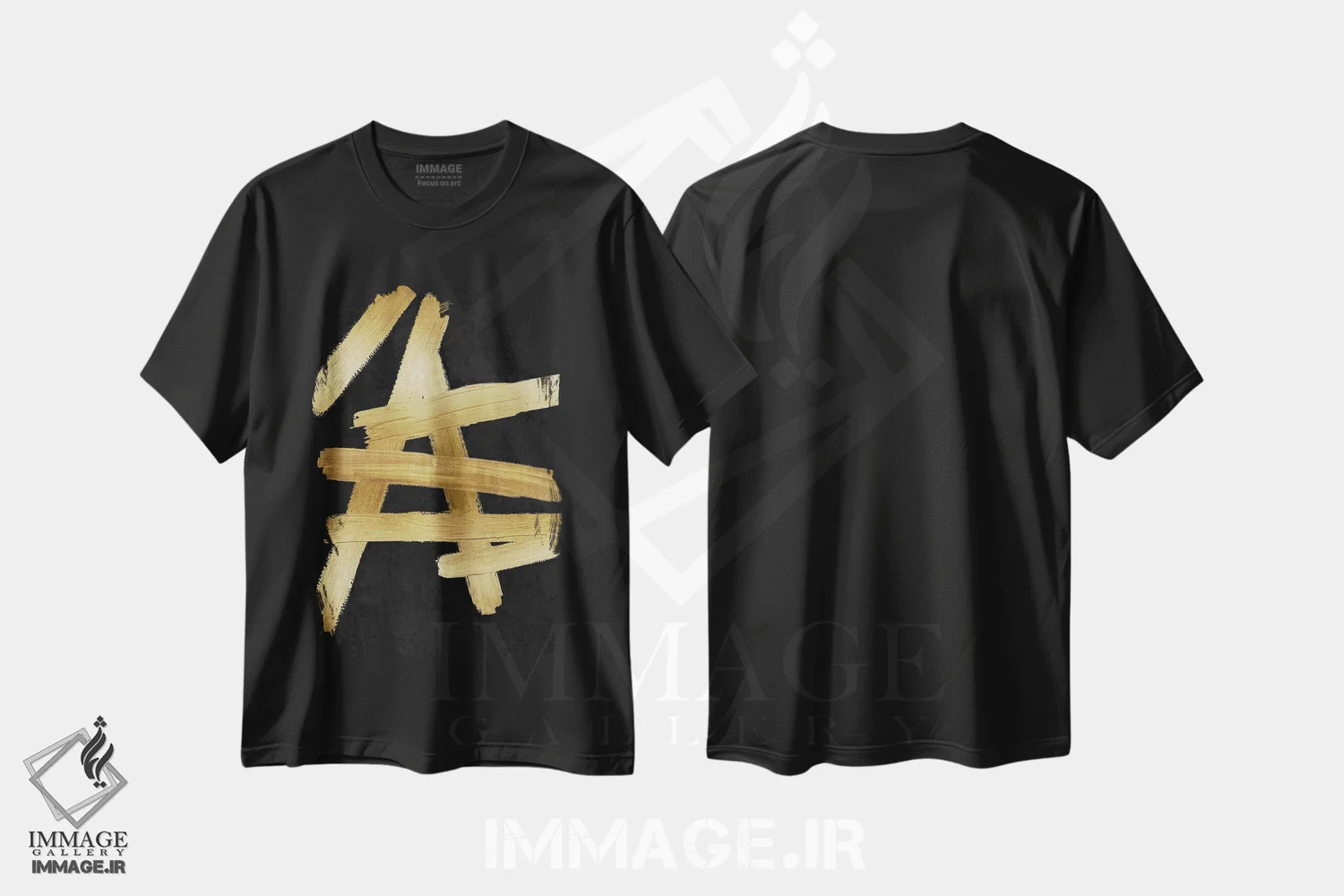 تیشرت مشکی طرح دار چهارراه های طلایی روی مشکی III، آبستره اثر الی رابرتز | فروشگاه ایماژ