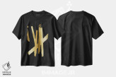 تیشرت مشکی طرح دار چهارراه های طلایی روی مشکی IV، آبستره اثر الی رابرتز | immage.ir